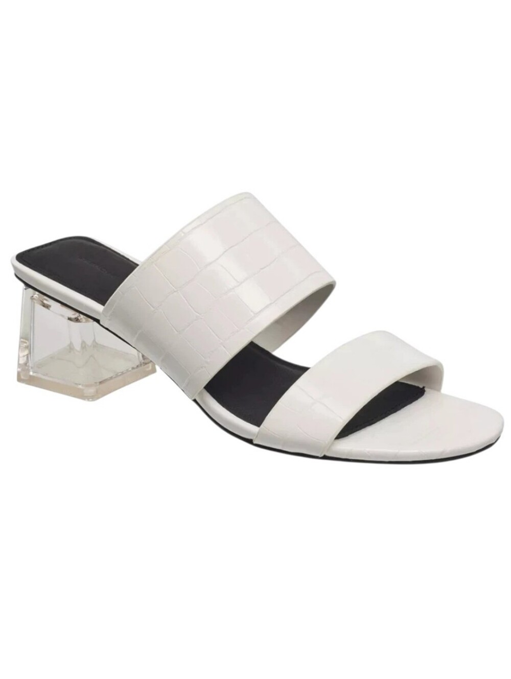 French Connection White Croc-Embossed Sandals